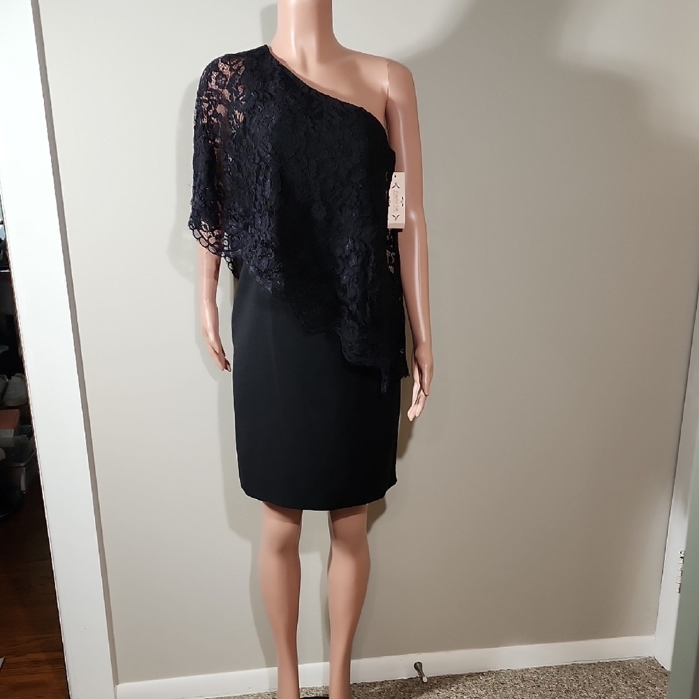 Nanette Lepore Black One-Shoulder Lace Dress